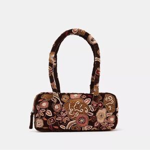ZARA EMBROIDERED SHOULDER BAG